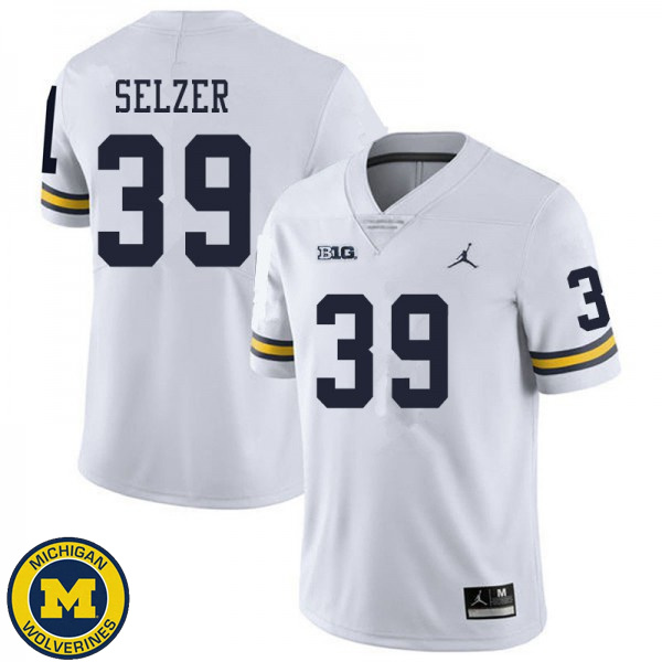 Men's University of Michigan #39 Alan Selzer White High School Jersey